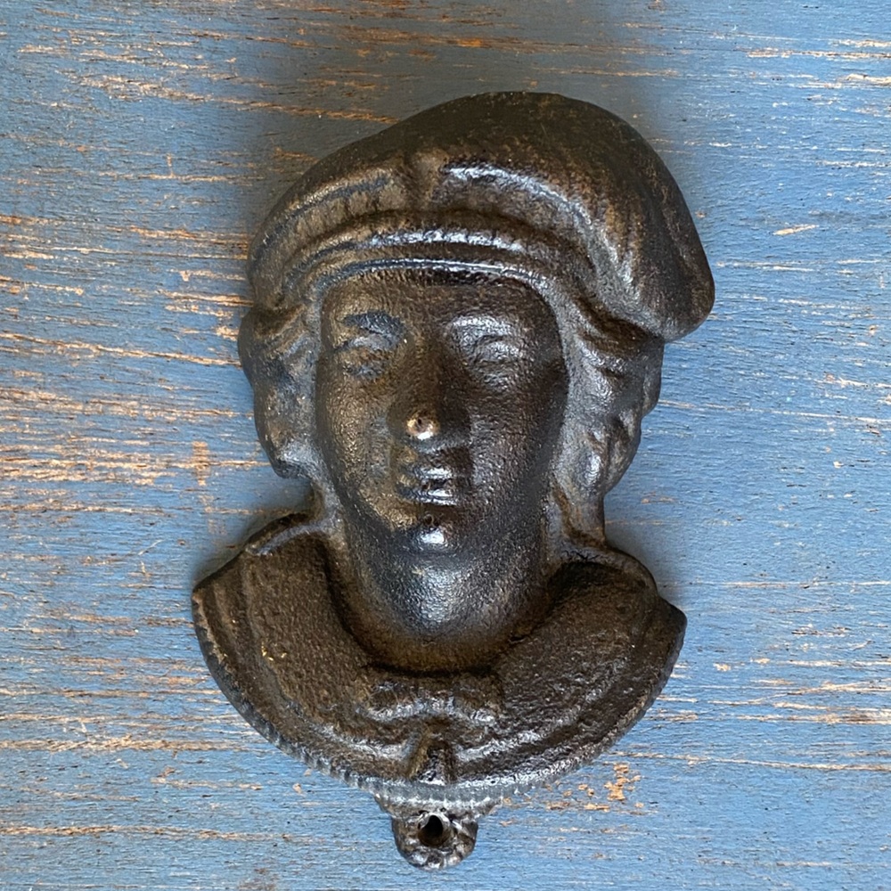 Black Cast Iron Wall Hanging Match Holder Hook Numbered Vintage Condition